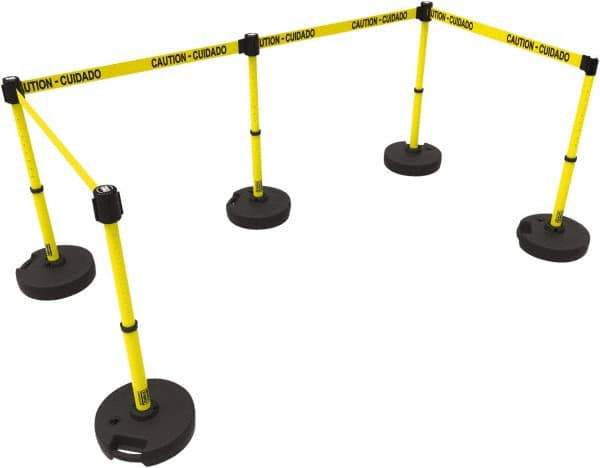 Banner Stakes - 42" High Plastic Pedestrian Barrier - 15' Long Rope - All Tool & Supply