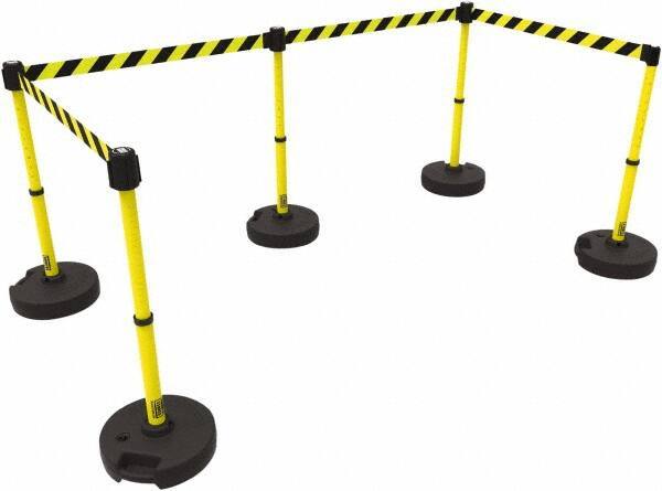 Banner Stakes - 42" High Plastic Pedestrian Barrier - 15' Long Rope - All Tool & Supply