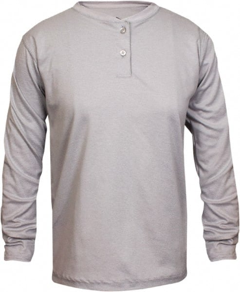 National Safety Apparel - Size 3XL Gray Flame Resistant/Retardant Long Sleeve T-Shirt - Exact Industrial Supply