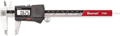 Starrett - 0 to 6" Range 0.0005" Resolution, Electronic Caliper - Stainless Steel with 2" Stainless Steel Jaws - All Tool & Supply