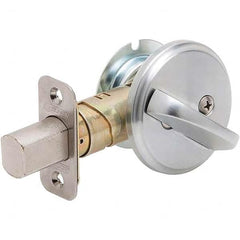 Schlage - 1-5/8 to 1-3/4" Door Thickness, Satin Chrome Finish, One Sided Deadbolt - Exact Industrial Supply