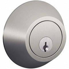 Schlage - 1-5/8 to 1-3/4" Door Thickness, Satin Nickel Finish, Single Cylinder Deadbolt - Exact Industrial Supply