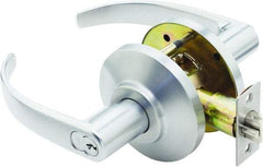 Stanley - Grade 2 Entry Lever Lockset for 1-3/8 to 2" Thick Doors - 2-3/4" Back Set, Best SFIC Cylinder, Brass, Satin Chrome Finish - All Tool & Supply