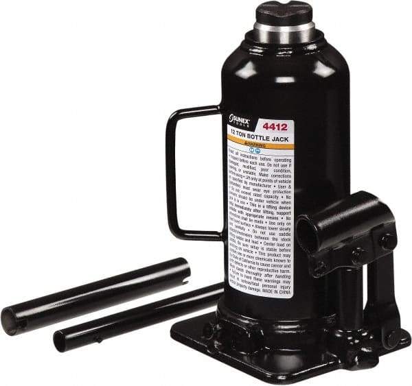 Sunex Tools - 12 Ton Capacity Bottle Jack - 9.1" to 18.3" High, 5.71" Long x 4.96" Wide Base - All Tool & Supply