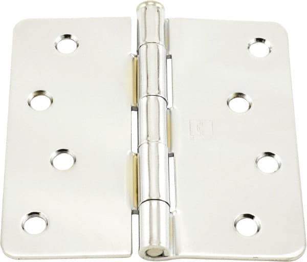 Hager - 4" Wide x 4" High 1/4 Radius Residential Hinge - Round Edge, Steel, Bright Chrome Finish - All Tool & Supply