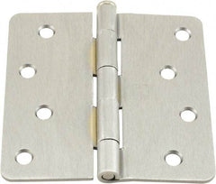 Hager - 4" Wide x 4" High 1/4 Radius Residential Hinge - Round Edge, Steel, Satin Chrome Finish - All Tool & Supply