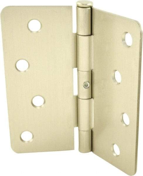 Hager - 4" Wide x 4" High 1/4 Radius Residential Hinge - Round Edge, Steel, Satin Nickel Finish - All Tool & Supply