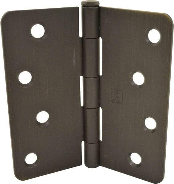 Hager - 4" Wide x 4" High 1/4 Radius Residential Hinge - Round Edge, Steel, Bronze Finish - All Tool & Supply