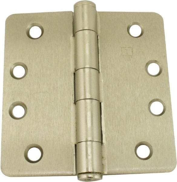 Hager - 4" Wide x 4" High 1/4 Radius Residential Hinge - Round Edge, Steel, Satin Nickel Finish - All Tool & Supply