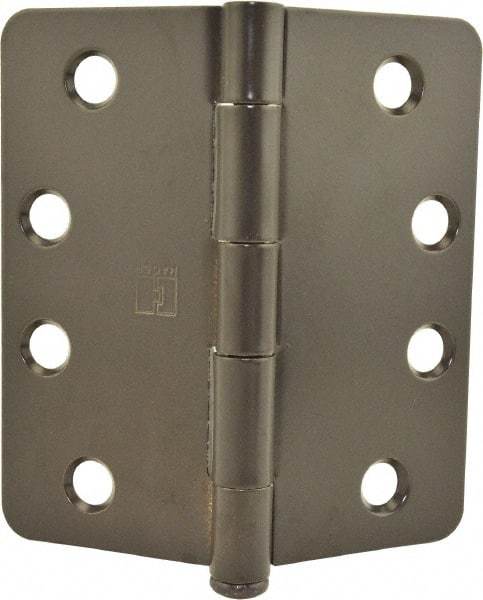 Hager - 4" Wide x 4" High 1/4 Radius Residential Hinge - Round Edge, Steel, Dark Bronze Finish - All Tool & Supply