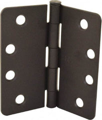 Hager - 4" Wide x 4" High 1/4 Radius Residential Hinge - Round Edge, Steel, Flat Black Finish - All Tool & Supply