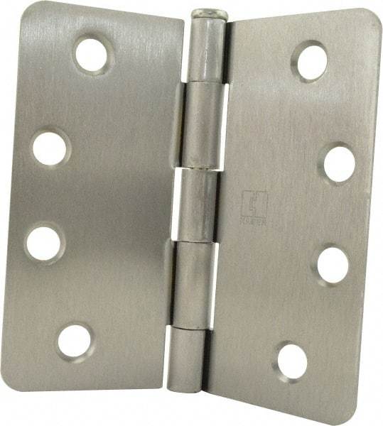 Hager - 4" Wide x 4" High 1/4 Radius Residential Hinge - Round Edge, Steel, Satin Chrome Finish - All Tool & Supply