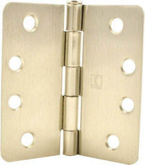 Hager - 4" Wide x 4" High 1/4 Radius Residential Hinge - Round Edge, Steel, Satin Nickel Finish - All Tool & Supply