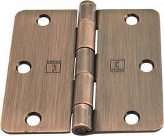 Hager - 3-1/2" Wide x 3-1/2" High 1/4 Radius Residential Hinge - Round Edge, Steel, Antique Bronze Finish - All Tool & Supply