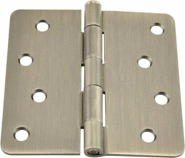 Hager - 4" Wide x 4" High 1/4 Radius Residential Hinge - Round Edge, Steel, Nickel Finish - All Tool & Supply