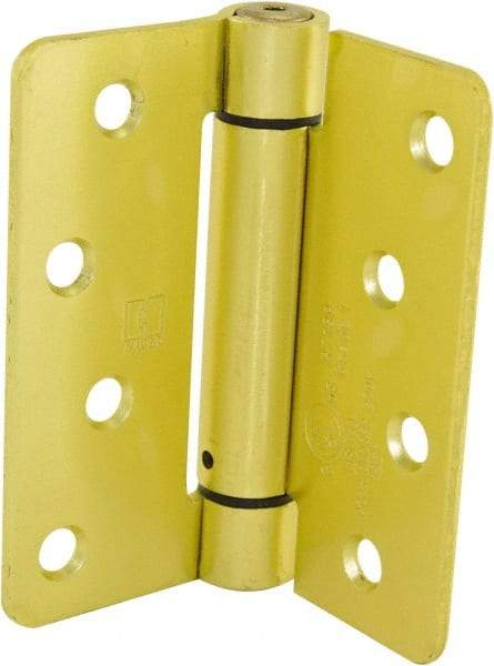 Hager - 4" Wide x 4" High Special Residential Residential Hinge - Round Edge, Steel, Satin Brass Finish - All Tool & Supply