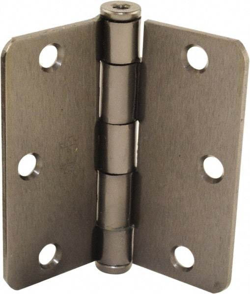 Hager - 3-1/2" Wide x 3-1/2" High Standard Weight Plain Bearing Residential Hinge - Round Edge, Steel, Black Nickel Finish - All Tool & Supply