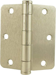 Hager - 3-1/2" Wide x 3-1/2" High Standard Weight Plain Bearing Residential Hinge - Round Edge, Steel, Satin Nickel Finish - All Tool & Supply