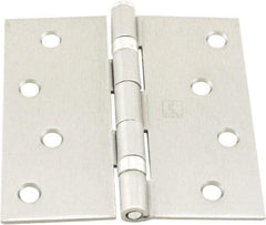 Hager - 4" Wide x 4" High Standard Weight Ball Bearing Residential Hinge - Square Edge, Steel, Satin Chrome Finish - All Tool & Supply