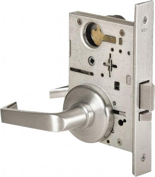 Stanley - Storeroom Lever Lockset for 1-3/8 to 1-3/4" Thick Doors - 2-3/8 to 2-3/4" Back Set, Brass, Satin Chrome Finish - All Tool & Supply