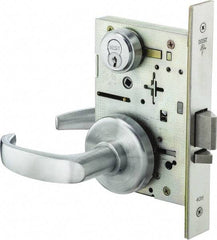 Stanley - Storeroom Lever Lockset for 1-3/8 to 1-3/4" Thick Doors - 2-3/8 to 2-3/4" Back Set, Brass, Satin Chrome Finish - All Tool & Supply