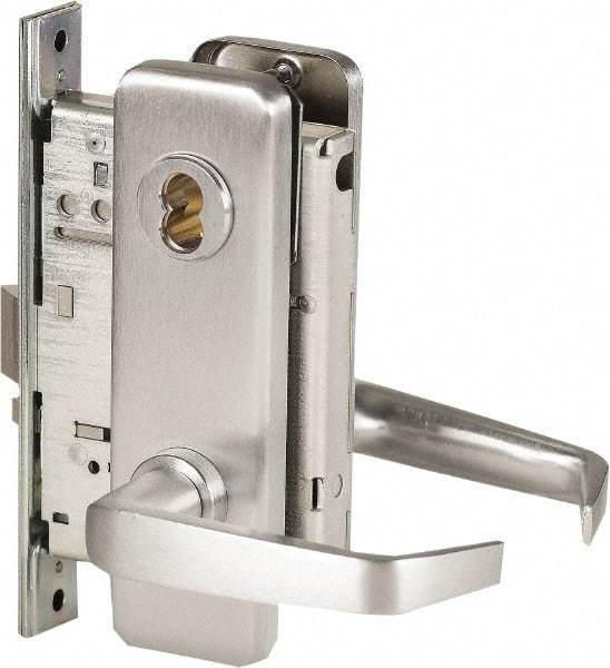 Stanley - Office Lever Lockset for 1-3/8 to 1-3/4" Thick Doors - 2-3/8 to 2-3/4" Back Set, Brass, Satin Chrome Finish - All Tool & Supply