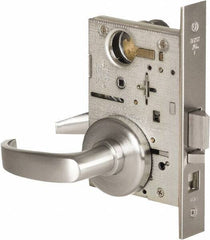 Stanley - Office Lever Lockset for 1-3/8 to 1-3/4" Thick Doors - 2-3/8 to 2-3/4" Back Set, Brass, Satin Chrome Finish - All Tool & Supply