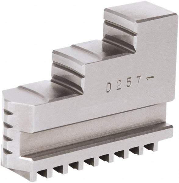 Samchully - 9" Max Chuck Diam Compatibility, Steel Square Serrated Hard Lathe Top Jaws - 2 Steps, 24mm Wide x 85mm Long x 64.5mm High - All Tool & Supply