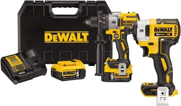 DeWALT - 20 Volt 1/2" Chuck Pistol Grip Handle Cordless Drill - 0-2000 RPM, Keyless Chuck, Reversible, 2 Lithium-Ion Batteries Included - All Tool & Supply