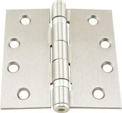 Hager - 4" Long x 4" Wide x 0.062" Thick, Steel Full Mortise Ball Bearing Hinge - Satin Chrome Finish, 5 Knuckles - All Tool & Supply