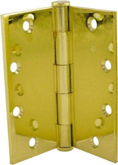 Hager - 5" Long x 5" Wide x 0.062" Thick, Steel Full Mortise Hinge - Bright Brass Finish, 5 Knuckles - All Tool & Supply