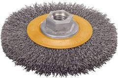 WALTER Surface Technologies - 5" OD, 5/8-11 Arbor Hole, Crimped Stainless Steel Wheel Brush - 5/8" Face Width, 1" Trim Length, 0.0118" Filament Diam, 10,000 RPM - All Tool & Supply