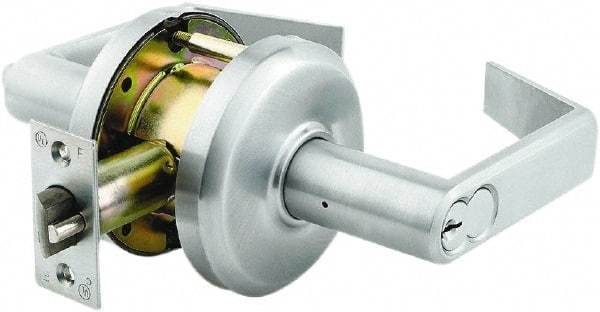 Stanley - Grade 2 Classroom Lever Lockset - 2-3/4" Back Set, Zinc, Satin Chrome Finish - All Tool & Supply