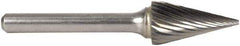 M.A. Ford - 1/8" Cut Diam, 1/8" Shank Diam, Cone Head Single Cut Burr - Carbide, Point End, 7/16" LOC, 2" OAL - All Tool & Supply