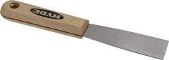 Hyde Tools - 1-1/4" Wide Steel Putty Knife - Stiff, Hardwood Handle, 7-3/4" OAL - All Tool & Supply