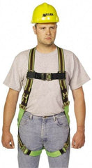 Miller - 400 Lb Capacity, Size Universal, Full Body Construction Safety Harness - Polyester Webbing, Quick Connect Leg Strap, Quick Connect Chest Strap, Green/Black - All Tool & Supply