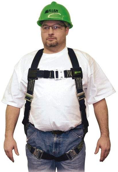 Miller - 400 Lb Capacity, Size Universal, Full Body Welders Safety Harness - Kevlar, Quick Connect Leg Strap, Quick Connect Chest Strap, Black - All Tool & Supply