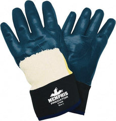 MCR Safety - Size L (9), 10-1/2" Long, Supported, Nitrile Chemical Resistant Gloves - Smooth Finish, KEVLAR Lined, Safety Cuff, Blue - All Tool & Supply