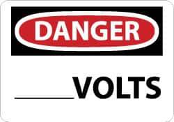 NMC - "Danger - ____ Volts", 10" Long x 14" Wide, Fiberglass Safety Sign - Rectangle, 0.095" Thick, Use for Accident Prevention - All Tool & Supply