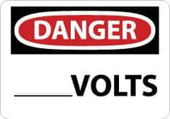 NMC - "Danger - ____ Volts", 10" Long x 14" Wide, Fiberglass Safety Sign - Rectangle, 0.095" Thick, Use for Accident Prevention - All Tool & Supply