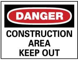 NMC - "Danger - Construction Area - Keep Out", 14" Long x 20" Wide, Aluminum Safety Sign - Rectangle, 0.04" Thick, Use for Security & Admittance - All Tool & Supply