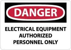 NMC - "Danger - Electrical Equipment - Authorized Personnel Only", 10" Long x 14" Wide, Aluminum Safety Sign - Rectangle, 0.04" Thick, Use for Accident Prevention - All Tool & Supply