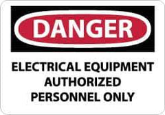 NMC - "Danger - Electrical Equipment - Authorized Personnel Only", 10" Long x 14" Wide, Aluminum Safety Sign - Rectangle, 0.04" Thick, Use for Accident Prevention - All Tool & Supply