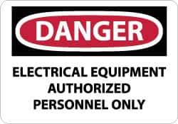 NMC - "Danger - Electrical Equipment - Authorized Personnel Only", 10" Long x 14" Wide, Fiberglass Safety Sign - Rectangle, 0.095" Thick, Use for Accident Prevention - All Tool & Supply