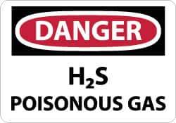 NMC - "Danger - H2s - Poisonous Gas", 10" Long x 14" Wide, Fiberglass Safety Sign - Rectangle, 0.095" Thick, Use for Hazardous Materials - All Tool & Supply