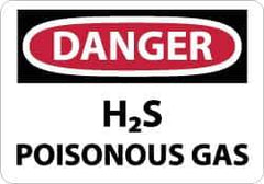 NMC - "Danger - H2s - Poisonous Gas", 7" Long x 10" Wide, Pressure-Sensitive Vinyl Safety Sign - Rectangle, 0.004" Thick, Use for Hazardous Materials - All Tool & Supply