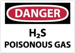 NMC - "Danger - H2s - Poisonous Gas", 10" Long x 14" Wide, Pressure-Sensitive Vinyl Safety Sign - Rectangle, 0.004" Thick, Use for Hazardous Materials - All Tool & Supply