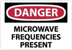 NMC - "Danger - Microwave Frequencies Present", 10" Long x 14" Wide, Rigid Plastic Safety Sign - Rectangle, 0.05" Thick, Use for Accident Prevention - All Tool & Supply