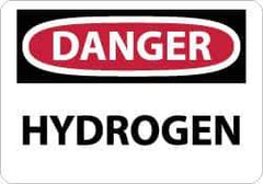 NMC - "Danger - Hydrogen", 10" Long x 14" Wide, Pressure-Sensitive Vinyl Safety Sign - Rectangle, 0.004" Thick, Use for Hazardous Materials - All Tool & Supply