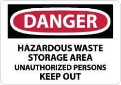 NMC - "Danger - Hazardous Waste Storage Area - Unauthorized Persons Keep Out", 10" Long x 14" Wide, Aluminum Safety Sign - Rectangle, 0.04" Thick, Use for Security & Admittance - All Tool & Supply